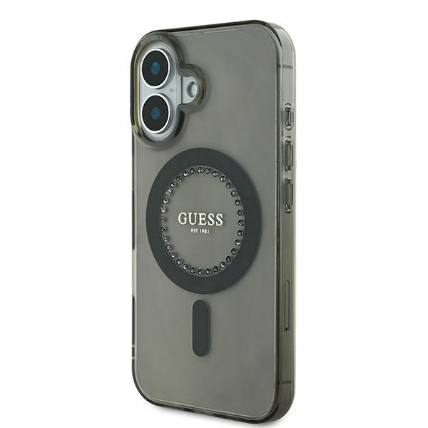 Guess Étui pour iPhone 16 Plus 6.7 étui rigide IML Rhinestones MagSafe