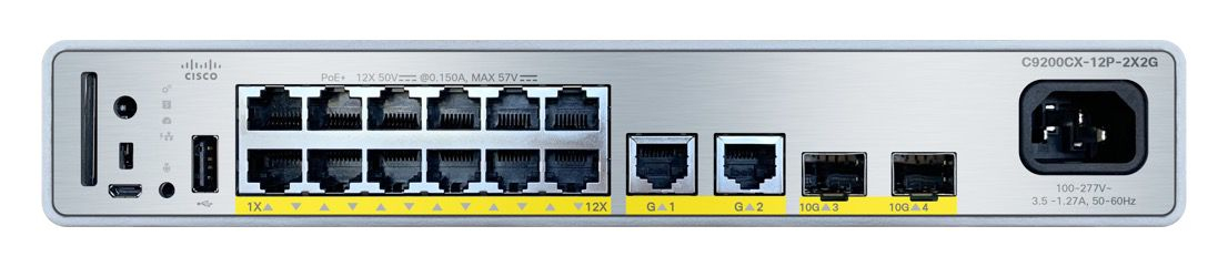 Cisco C9200CX 12P 2X2G A commutateur réseau Géré Gigabit Ethernet 101001000 Connexion Ethernet supportant 'alimentation via ce port PoE Neuf