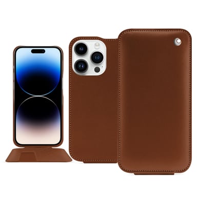 Housse cuir Apple iPhone 15 Pro -  - Marron - Cuir lisse