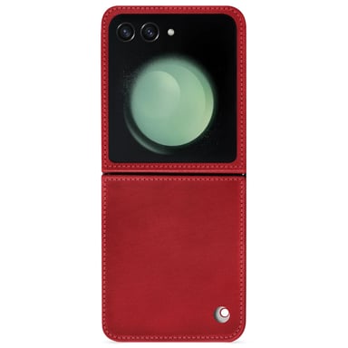 Funda de piel Samsung Galaxy Z Flip5 - Segunda piel - Rojo - Piel lisa de primera calidad