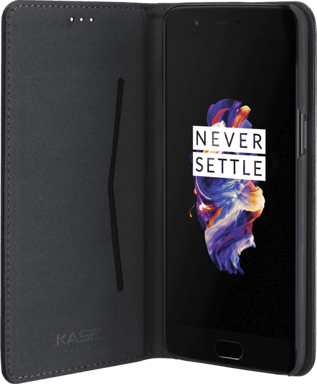 Folio a conchiglia con slot per schede e supporto per OnePlus 5, nero