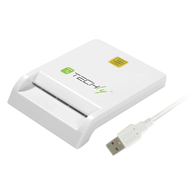 Lector/escritor de tarjetas inteligentes compacto Techly USB2.0 Blanco I-CARD CAM-USB2TY