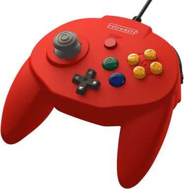 Retro-Bit Tribute 64 USB para PC, Switch, Mac, Steam, RetroPie, Raspberry Pi - Rojo