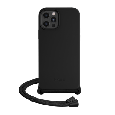 Funda bandolera de gel de silicona suave para Apple iPhone 12/12 Pro, Negro satinado