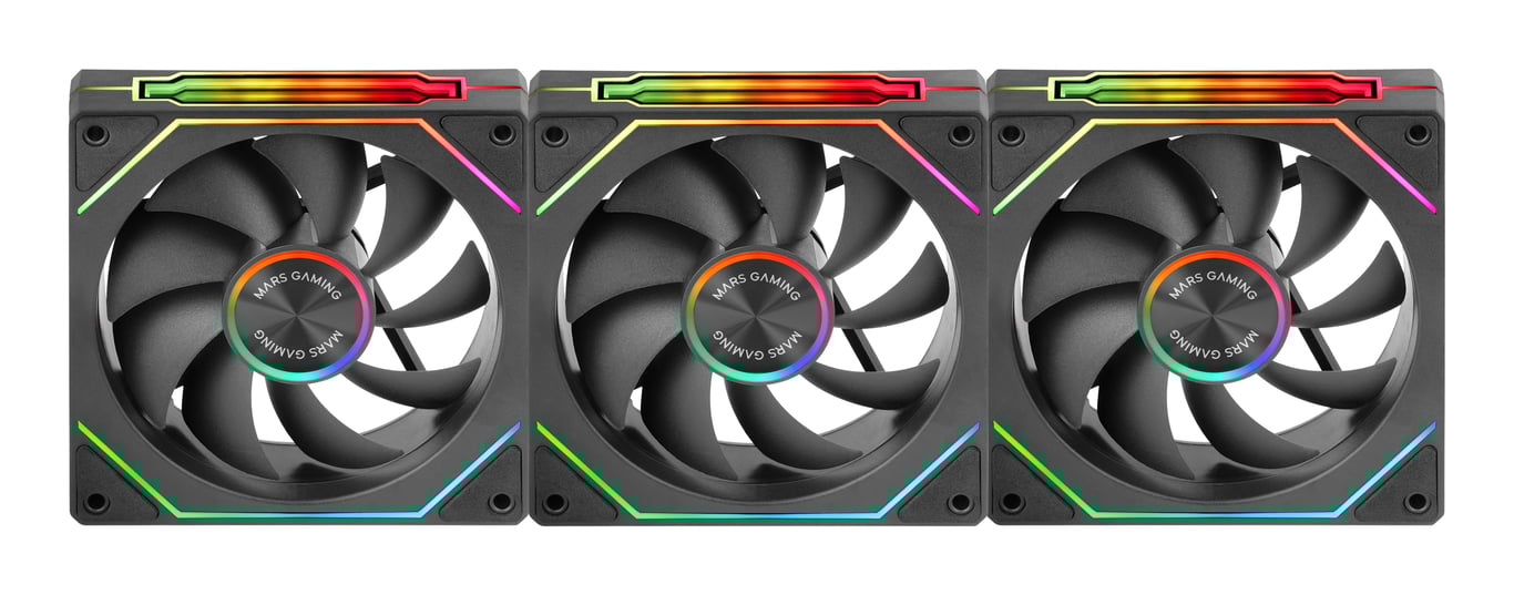 Ventilador suplementario Mars Gaming MF LINKFINITYKIT2 120mm 1800RPM con ARGB Linkfinity y conexión magnética - vue 2