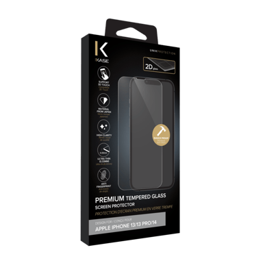 Protecteur d'écran en verre trempé de qualité supérieure pour Apple iPhone 13/ 13 Pro/ 14, transparent