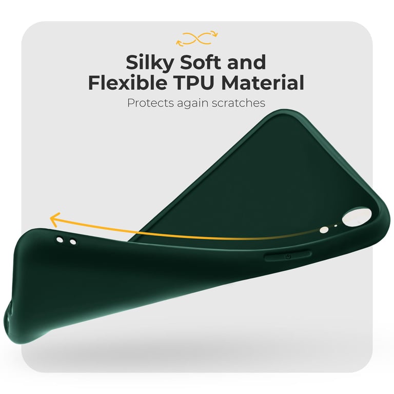 Funda de silicona Moozy Minimalist Series para iPhone XR, verde medianoche - Acabado mate fino y flexible en TPU.