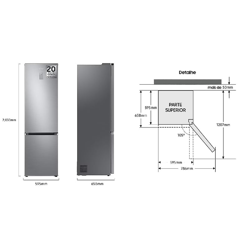 Réfrigérateur Combiné Samsung 390L Inox - RB38C675CS9/EF - Neuf