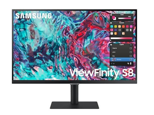 Samsung Ecran PC ViewFinity S80PB 27" 60Hz Dalle IPS Résolution UHD 4K 3 840 x 2 160 5ms 1000:1 Pied Ajustable VESA Flicker Free Windows10 Auto Source Switch+ USB C HDMI - vue 5