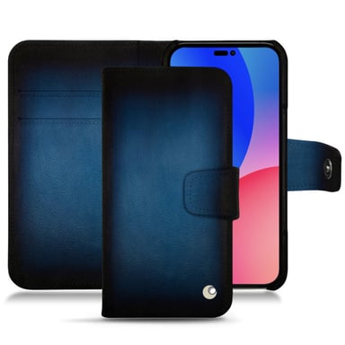 Housse cuir Apple iPhone 14 Pro Max -  - Bleu - Cuir patine