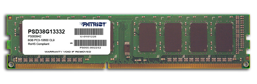 Patriot Memory 8GB PC3 10600 module de mémoire 8 Go 1 x 8 Go DDR3 Neuf