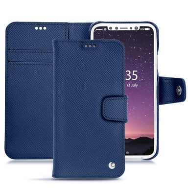 Housse cuir Apple iPhone Xs -  - Bleu - Cuir saffiano