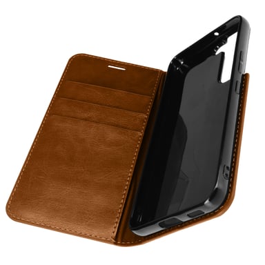Funda Samsung Galaxy S22 Piel Tarjetero Soporte Vídeo - Camel