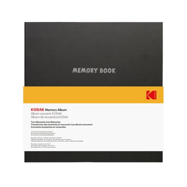 KODAK Memory Book - Album Photo Adhésif, 20 Pages Plastifiées Anti-Décoloration, Couverture Flanelle, Format 32,5x33cm, photos 3R/4R/5R - Noir