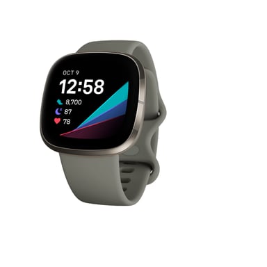 Fitbit Versa Sense Sage Grey Silver AMOLED Digital Pantalla táctil Gris Wifi GPS (satélite)