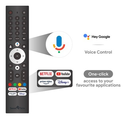 Smart Tech 43QG02V 43 TV QLED 4K UHD 109 cm Google TV 4xHDMI 2xUSB Dolby Vision Dolby Atmos - vue 4