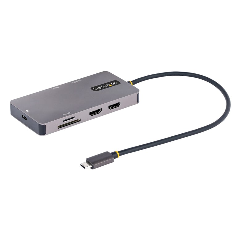 StarTech.com Adaptateur Multiport USB C Vidéo HDMI 4K 60Hz Hub USB A 5 Gbps à 3 Ports PD Pass Through GbE SDMicro - vue 3