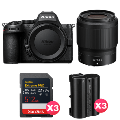 Appareil photo hybride Nikon Z5 II + 50mm f/1.8 S + 3 SanDisk 512GB Extreme PRO UHS-II + 3 Nikon EN-EL15c + Ebook ''20 astuces pour des images qui claquent''