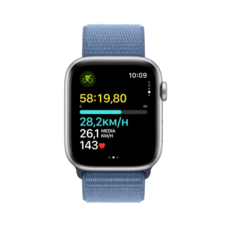 Watch SE 2024 (GPS + 4G) Boitier en aluminium Argent de 44mm avec Boucle Sport, Bleu - Neuf