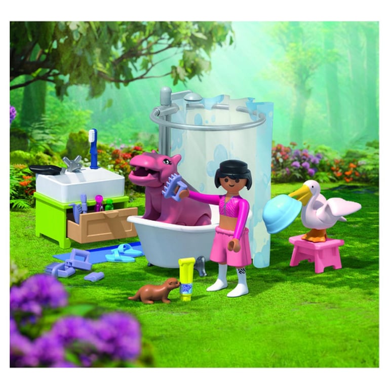 Playmobil 71950 Animaux & Amis Coffret L'heure du bain des animaux Jaune - Neuf