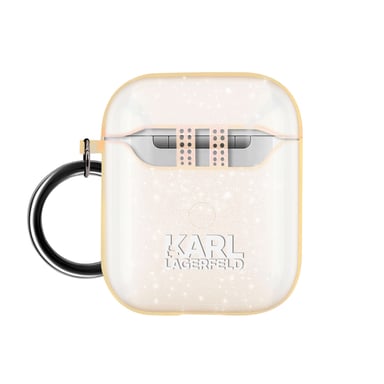 Airpods Estuche de silicona Purpurina Choupette Ikonik Karl Lagerfeld oro rosado