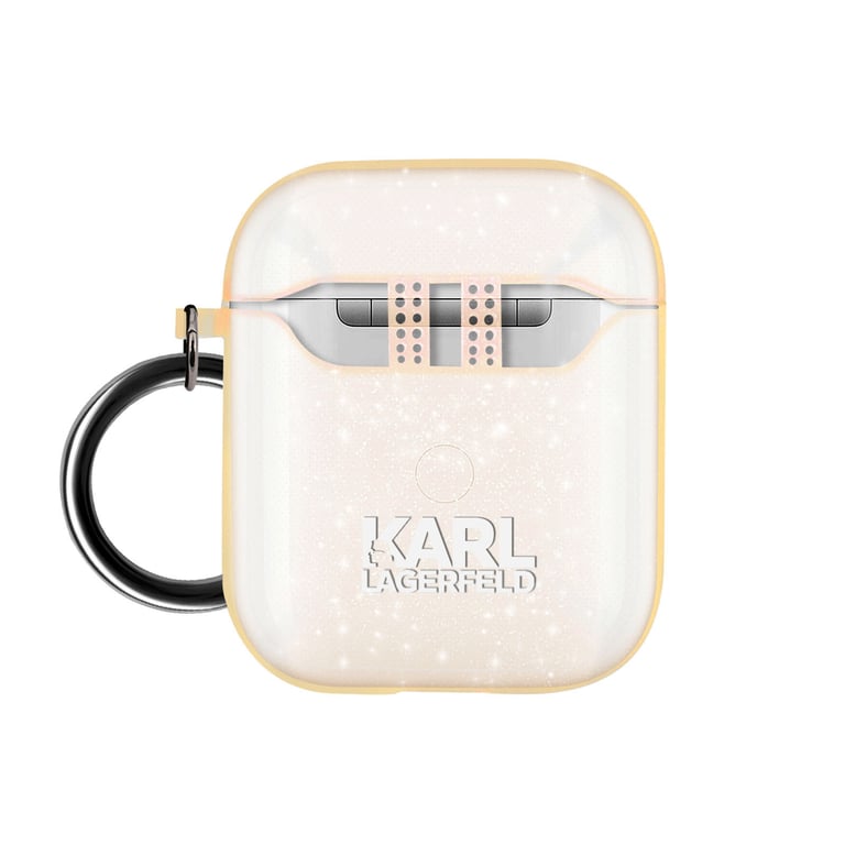 Karl Lagerfeld Airpods Estuche de silicona Purpurina Choupette Ikonik Rosa dorado - Nuevo