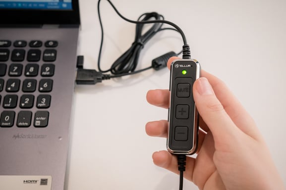 Auricular con cable para locutorios Tellur Voice 520N, QD, biaural, USB, negro