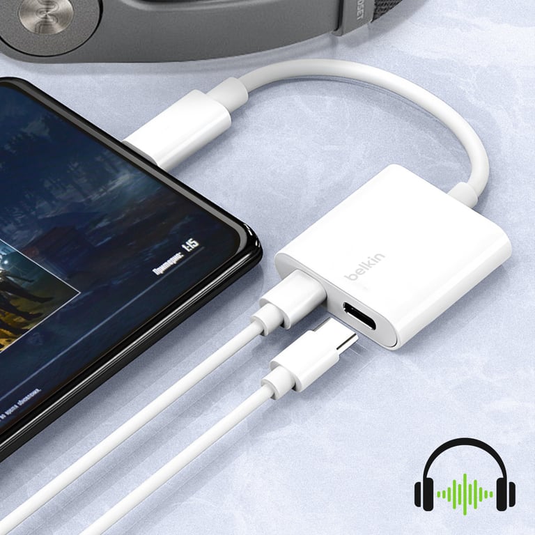 Adaptateur Audio et Charge USB-C vers USB-C 60W Blanc - Neuf