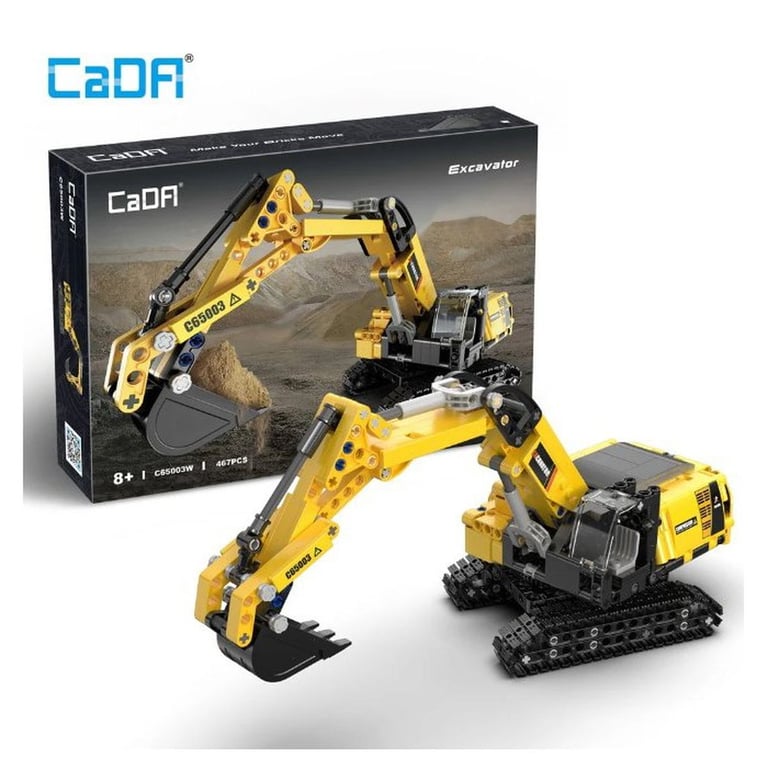 Jeu de construction CADA Pelleteuse Excavatrice 467 pièces base à chenilles tourelle rotative Yellow - Neuf
