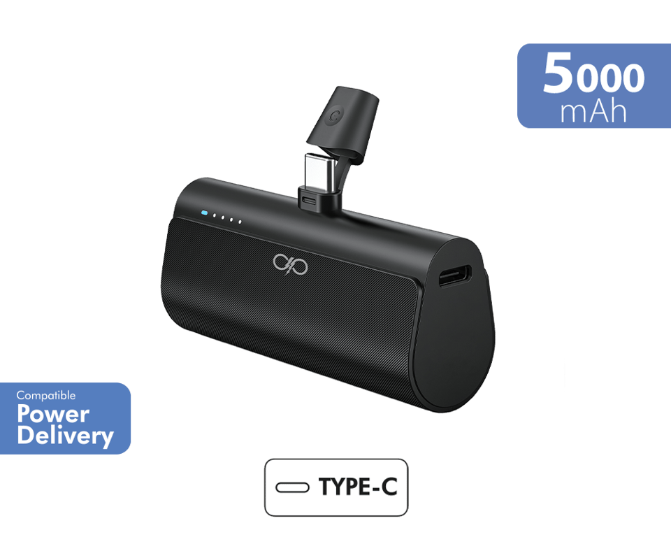 Powerbank 5000 mAh PD avec Connecteur USB C Intégré et Indicateurs LED Neuf