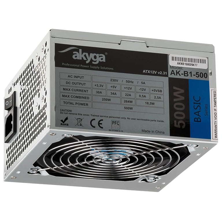 Akyga Basic Series AK B1 Alimentation électrique interne ATX12V 2.31 CA 230 V 500 Watt PFC - vue 2