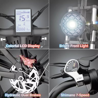 Vélo de montagne électrique Ridstar Q20 LUXE 1000W 48V 20Ah Batterie 20'' Fat Tire pour adulte