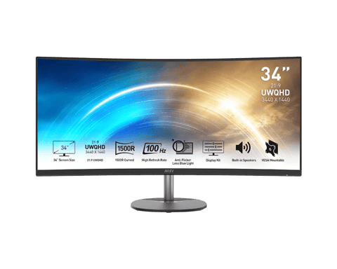 MSI Pro MP341CQ 86,4 cm (34'') UltraWide Quad HD Flat Panel PC Display 3440 x 1440 pixel Nero