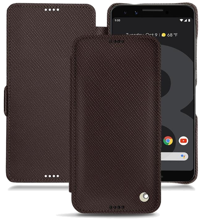 Housse cuir Google Pixel 3 - Rabat horizontalMarron