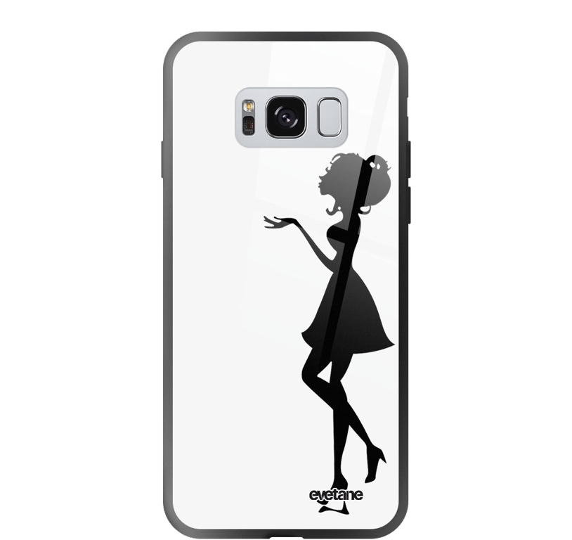 Evetane Coque en verre trempé Samsung Galaxy S8 Silhouette Femme