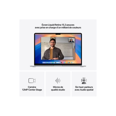 Macbook Air M4 (2025) 15', 256 Go 16 Go Apple GPU 10, Plata - AZERTY