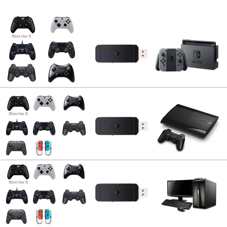 Adaptateur Manette pour Playstation 3 Sans Fil PS4 PS3 Xbox Joy-Con  Nintendo Switch PC Clef