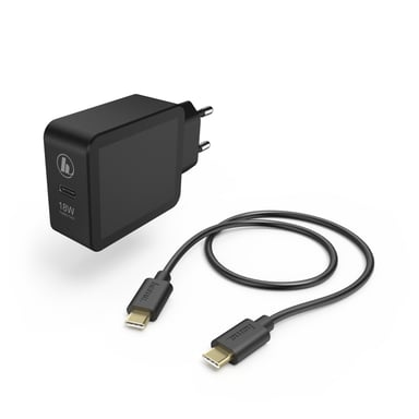 Kit de carga de red, USB-C, PD/Qualcomm®, 18 W, cable USB-C, 1,5 m, negro