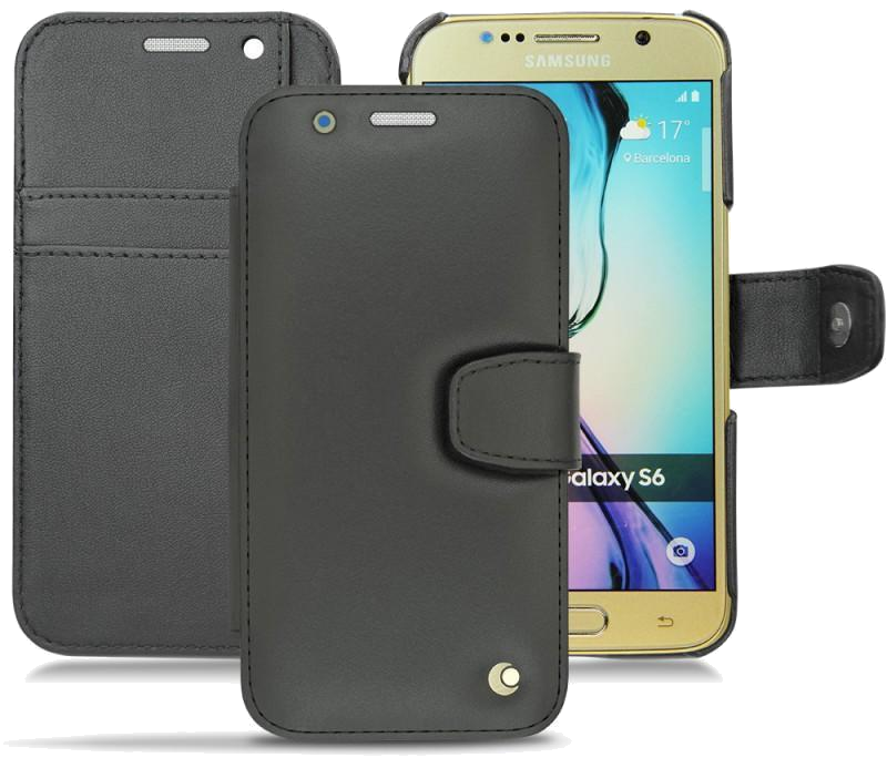 Housse cuir Samsung SM-G920A Galaxy S6 - Rabat horizontal portefeuilleNoir