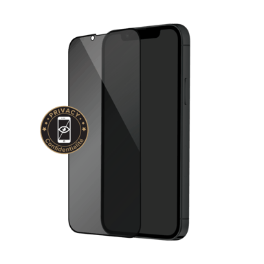 Protector de pantalla privado de cristal templado (100% cobertura de superficie) para Apple iPhone 13/ 13 Pro/ 14, Negro