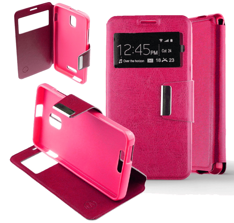 Etui Folio compatible Rose Fushia Alcatel One Touch Pop Star