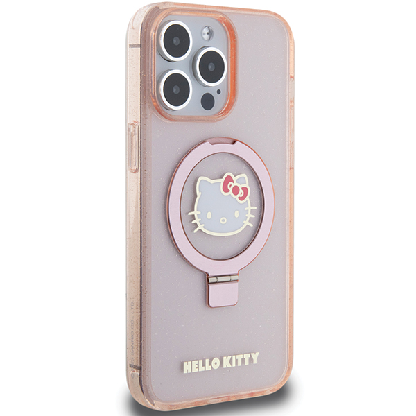 Hello Kitty Ring Stand Glitter Electrop Logo MagSafe Coque iPhone 15 Pro Max - vue 4