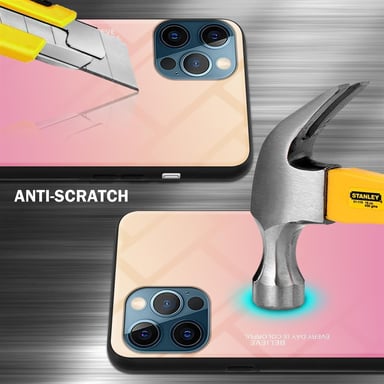 Coque pour Apple iPhone 13 PRO en JAUNE - ROSE Housse de protection Étui bicolore en silicone TPU et dos en verre trempé