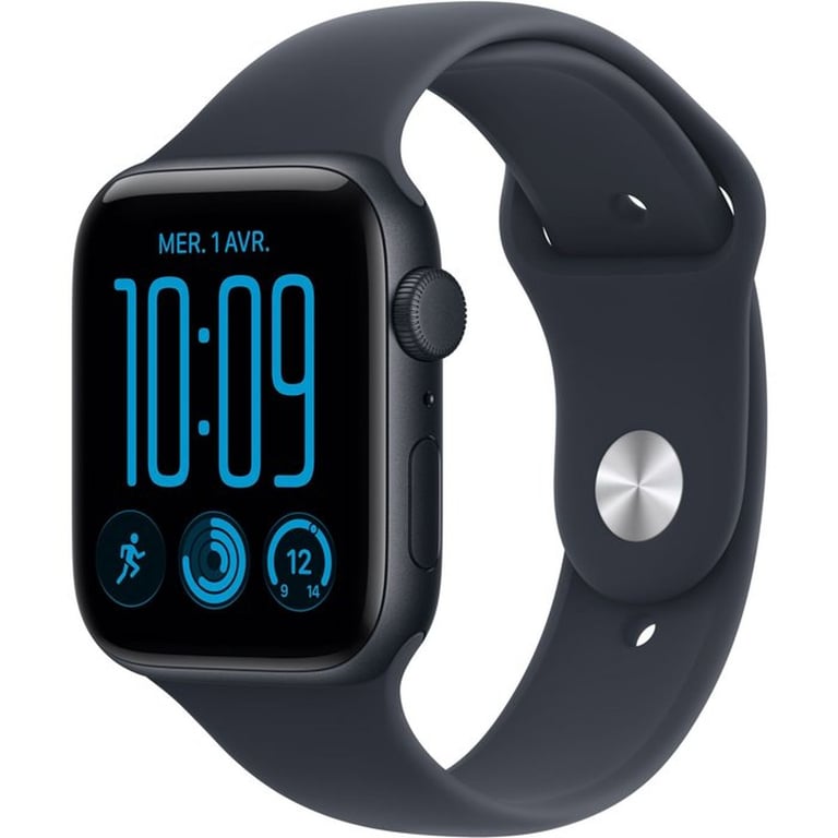 Apple Watch SE 3 GPS 44 mm Midnight boîtier aluminium + bracelet sport Bleu marine S/M - Neuf