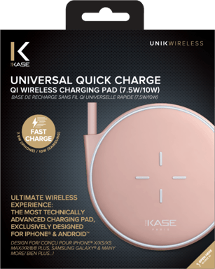 Base di ricarica wireless Qi universale veloce (7,5/10W), oro rosa