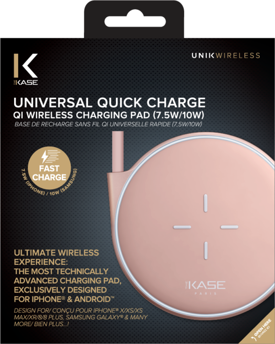Base de carga inalámbrica rápida universal Qi (7,5/10 W), Oro rosa