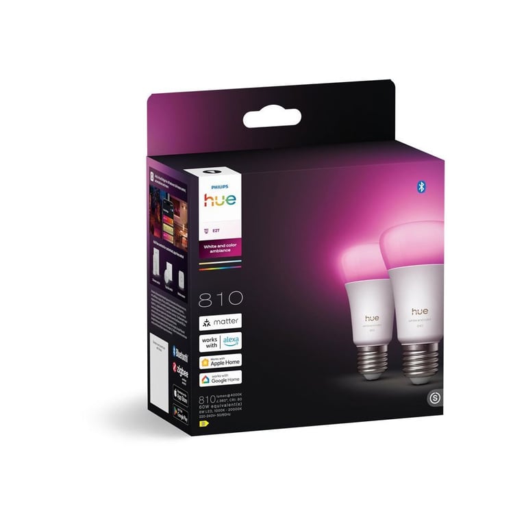Ampoule LED Connectée Philips Hue Pack de 2 Blanc - Neuf