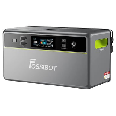 Centrale elettrica portatile FOSSiBOT FBP1200, batteria LiFePO4 da 1958 Wh (espandibile fino a 9790 Wh), uscita off-grid da 1200 W, sistema HEMS con intelligenza artificiale, programmazione intelligente e riduzione dei picchi di consumo.