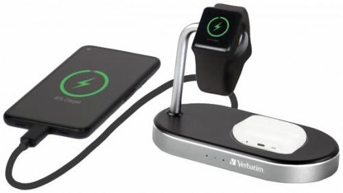 VERBATIM Chargeur sans fil WCS-02 pour Apple Watch et iPhone (Gris)
