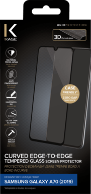 Protection d'écran en verre trempé Bord à Bord Incurvé pour Samsung Galaxy A70 2019, Noir